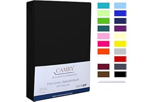 Camry Spannbettlaken 140x200cm - 160x200cm Schwarz Baumwolle Bettlaken Jersey Spannbetttuch Oeko-Tex 100