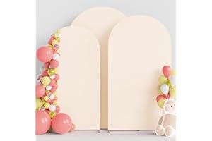 Wokceer Hochzeitsbogen-Abdeckung (200 cm, 180 cm, 180 cm, 180 cm) Set mit 3 Spandex-Stuhl-Abdeckungen für runde Oberseite, Chiara-Bogen, Hintergrundständer, Abdeckung für Geburtstagsparty, Zeremonie,