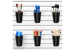 BEAPTCELY 6 Sets Slatwall Cups mit Schlaufen Slatwall Zubehör Set Lamellenwand Werkzeuge Lagerung Arrange System Kit für Garage Handwerk Werkstatt Werkbank Hobby Büro (6, Schwarz)