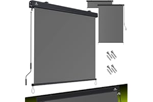 KESSER® Tenda da Sole Verticale Tenda a Rullo Verticale per Esterni con meccanismo a manovella Tenda a Rullo per Balcone, ombreggiamento, Protezione Solare, Balcone e terrazza, Grigio 180 x 250cm