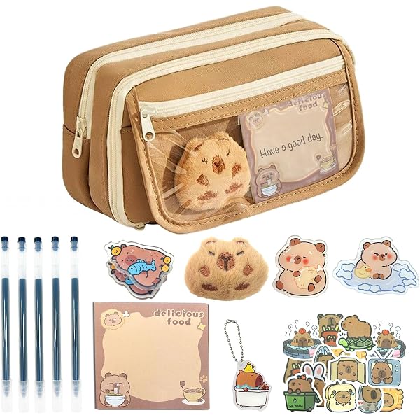 Generico Set Di Cancelleria Capybara Per Bambini, Astuccio Capibara Di