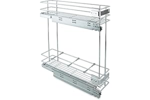 Emuca 8354111 Estraibile scorrevole con chiusura ammortizzata per mobile cucina 200mm in acciaio cromato