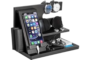 AliveByte Geschenke für Männer Papa Geschenk Holz Telefon Dockingstation Nachttisch Organizer Vater Geburtstagsgeschenk für Männer Docking Station Geschenk Ehemann Geschenke für Papa