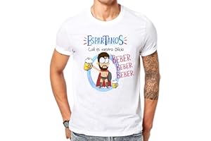 MARDETÉ Camiseta Espartanos cual es vuestro Oficio, Beber. Camiseta Divertida para Despedidas Solteros, Feria, Fiestas, botellon, Grupos de Amigos.