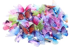 KHDULQ 50 Pcs Colores De Mariposa, Decoración De Pared De Mariposa Para Manualidades,Organza Niña Chifón Color Mariposa Con Strass,Para Costura, Manualidades, Ropa, Decoración De Pared, Boda