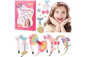 Houkig Girls Toy for Girls 5+Years, Mermaid Toys Headband, Hair Chalks for Girls Craft Sets, Headband Making Kit for Girls Gift for 5-14 Age,Hair Accessories Craft DIY Dress Up-Mermaid