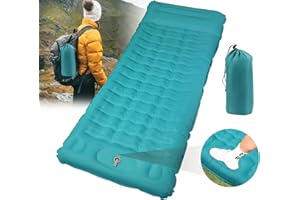 DeeprBling Materassino Campeggio Autogonfiante, 12cm Extra Spesso Materassino Autogonfiabile Singolo con Pompa a Pedale e Cuscino, Materassino Autogonfiante Leggero Impermeabile per Campeggio Trekking