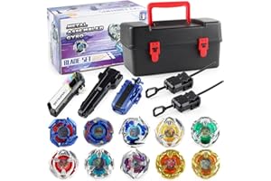 TUKIIE Bey Battling Top Blades Gyro Toy Set, 10 x Battling Tops with 3 x Launchers, Metal Fusion Bays Set Game Toys Xmas Birthday Present for Kids Boys Girls Ages 8+