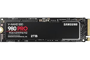 Samsung 980 PRO M.2 NVMe SSD (MZ-V8P2T0BW), 2 TB, PCIe 4.0, 7,000 MB/s Read, 5,000 MB/s Write, Internal Solid State Drive