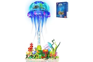 JMBricklayer Kit de construction de méduses avec lumières LED pour adultes, jouets animaux marins 70010, décoration maison bureau, cadeaux