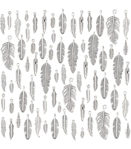 SUNNYCLUE 1Boîte 120Pcs Breloque Pendentif Forme Plume
