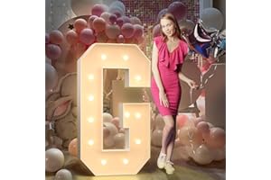 MIXIFOX 4FT Light Up Letters Birthday Decoration: Large Cardboard Letters G for Party, Marquee Letters for Graduation Decorations Baby Shower Wedding Decor, Mosaic Balloon Arch Stand Pre-cut DIY Number