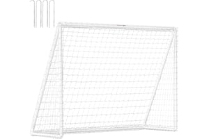 SPORTNOW But de Football Cage de Foot But d'entrainement Filet de Football en PVC - piquets Inclus Blanc