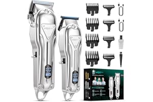 VGRPRO Tagliacapelli Uomo Professionale,Kit senza Fili con Tagliacapelli Professionale e Trimmer capelli,Batteria a Lunga Durata, Macchinetta per capelli Elettrica per Uso Familiare Barbiere (Argento)