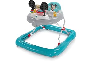 Bright Starts, Disney Baby, Musse Pigg Original Bestie 2-i-1 aktivitetsvagare med avtagbar leksaksstation med ljus, låtar och ljud, justerbar höjd, lätt att rengöra, ålder 6 månader+, flerfärgad