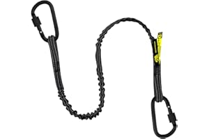 BEARTOOLS Premium Quality Dual Carabiner Tool Lanyard – Safety Fall Protection – Aluminium Screw Lock – Twin Locking Attachments - Ultra-Sturdy Tool Leash – Reflective Hi Visibility - 3 Foot (Black 1PK)