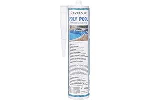 Everglue Poly Pool 1K MS Polymer Colle de montage à coller et à sceller, utilisable sous l'eau, sans silicone, résistante aux UV, reste élastique en permanence, couleur : bleu, cartouche de 440 g