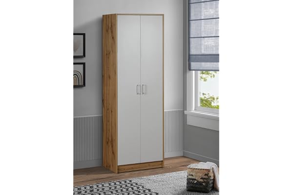 DeckUp Plank Giona Engineered Wood Book Shelf and Display Unit (Wotan Oak and White, Matte Finish)