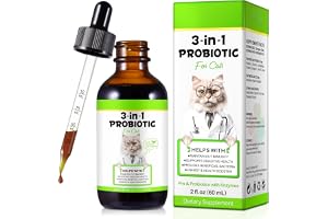 Probiotic for Cats, Natural 3 in 1 Cat Probiotic Drops Helps to Relieve Diarrhea, 60ml for Cats of All Ages, Supports Gut Health, with Digestive Enzymes & Prebiotics Liquid Supplement