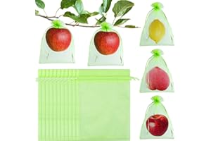Morcheiong Lot de 60 sacs de protection réutilisables pour arbres fruitiers - 15,2 x 20,3 cm - En maille avec cordon de serrage - Vert