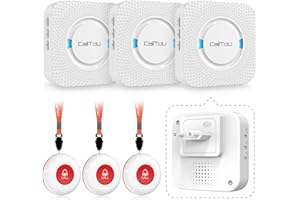 CalltoU Notrufknopf für Senioren Notfallknopf Hausnotruf für Senioren Alarm System Notruf Knopf 500 Fuß Im Offenen Bereich für Pflegebedürftige Geduldig Älterer (3 Sender 3 Empfänger)