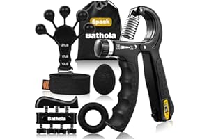 Bathola Handtrainer, Unterarmtrainer 5-Pack, Griffkraft Trainer mit Tragetasche, Verstellbarer Grip Trainer mit Zählfunktion, Finger Trainingsgerät, Fingerstrecke, Griffringe und Stressabbau, Schwarz