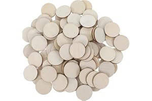 APAUSVCM 100 Pieces 1 Inch Unfinished Wood Circle Round Disc, Natural Wood Slices Blank Wooden Cutout Ornaments for DIY Arts & Crafts Projects School Projects Decorations, 0.11 inch Thick