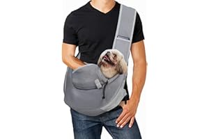 Gloppie Dog Carriers for Small Dogs Puppy Sling Carrier Cat Carry Bag Pet Hands Free Breathable Mesh Adjustable Shoulder Strap Tote Bag Medium Up to 10 lbs, Grey
