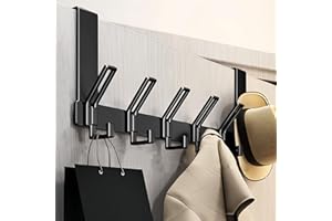 Gerhannery Appendiabiti da Porta, Attaccapanni Da Porta con 6 Ganci, Appendino da Porta Gancio Appendiabiti per Porta da Appendere per Cucina, Bagno, Camera da Letto (Nero)