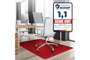 ‎OFFICEMARSHAL Office Marshal® Bodenschutzmatte in Trendfarben | 90 x 120 cm für Hartböden | ohne schädliche Weichmacher und PVC | Größe und viele Farben zur Auswahl (Rot)
