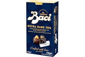 PERUGINA Baci Extra Dark Bijou, Dark Chocolate Truffles with Hazelnut, Box, Gluten Free, 175 g (Pack of 1)