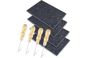 AILUYA 4 Stück Prickeln Prickelset, Holz Prickelnadel Set Kinder, Tingling Set, 4 x Prickelfilz Unterlagen 20x30x0.9cm mit 4 x Prickelnadeln für Kinder ab 3 Jahre Geschenk Ostern