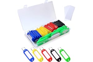 Redamancy Llavero Etiquetar, 50 Llaveros de Plástico, 5.8cm*2.2cm Clave Etiquetas con la etiqueta intercambiable para llaves, mascotas, equipaje y etiquetas de memoria, 5 colores