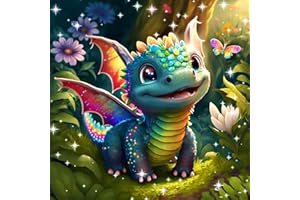 AIRDEA Juego de pintura de diamantes para bebés de dinosaurios DIY para adultos y niños, dibujos animados con diamantes 5D, arte de diamantes, juego de pintura de diamantes, kit de pintura de bordado