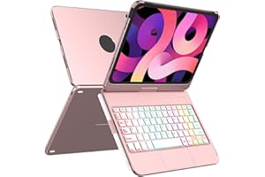 MMK Funda Teclado para iPad 10 Generacion 10.9 2022 con Touchpad, Giratoria de 360° & 7 Teclas retroiluminadas de Color & Conexión inalámbrica Bluetooth con Ranura de Lápiz, para iPad 10 Gen 2022
