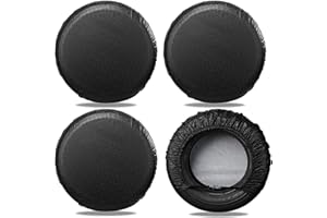 Alyphyly Tire Covers for RV Wheel (4 Pack Black), Oxford Waterproof UV Sun Protectors for Motorhome Boat Trailer Camper Van SUV, Fits Tire Diameter 19"-21.5"