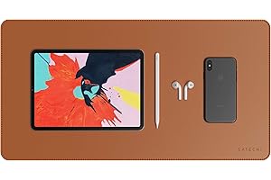 SATECHI Eco-Leather Deskmate 23" x 12.2" - Desk Blotter & Protector - Safe for Lacquered & Varnished Wooden Surfaces (Brown)