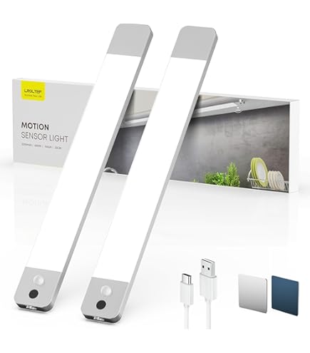 Under Cabinet Lights Wireless, 58-LED Rechargeable Motion Sensor Closet Lights With Remote Control, RGB Color Changing Under Counter Lights For