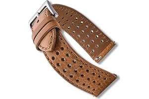 ALPINE INTERNATIONAL ALPINE Soft and Smooth Genuine Perforated Leather Watch Strap - Black, Brown, Tan - 18 mm, 20 mm, 22 mm
