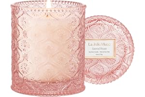 LA JOLÍE MUSE LA Jolie Muse Santal Rosé Scented Candle, Candles Gifts for Women, Rose Candle for Women, 6 oz 40 Hour Burn Time, Candles for Home Scented