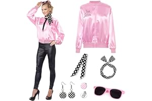 BIQIQI Accessoire Annee 50 Femme, Années 50 Femmes Costume,Déguisement Rockabilly Femme, Deguisement Grease Lunettes, Bandeau à pois, Foulard en Soie et Boucles d'oreilles