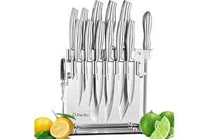 D.Perlla 14 Pièces Set de Couteaux de Cuisine, pour Chef Professionnel, Forgé à Partir D'acier Inoxydable à Haute Teneur en Carbone, Porte Couteau en Acrylique