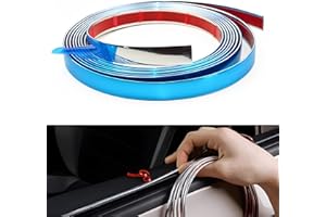 POSYLANE 6mm Chrome Tape, Self Adhesive D Shape Trims and Edgings Tape, Flexible Styling Chrome Strips for Car Doors Windows Wall Floor Tile, Van Truck Pickup Boat Edges Anti-Collision Accessories