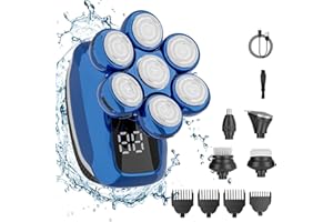 ZORUMAN Head Shavers for Men, Intelligent Digital Display Head Shavers for Men, Upgraded 6-Head Multi-Function Head Shaver, IPX7 Waterproof Wet Dry Rotary Bald Head Shaver