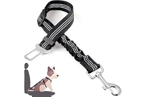 LAUCENTRAL elloLife Hunde Sicherheitsgurt, Einstellbar Hundesicherheitsgurt Sicherheitsgeschirr Hundegurt für Auto für alle Hunderassen Katzen& Autotypen, Schwarz