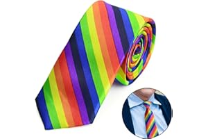 SOWBUD Rainbow Tie, Men's Rainbow Stripe Necktie Pride Party Favors, Novelty Tie for Gay Pride Month Accessories, Adjustable Neck Strap Rainbow Bow Tie for Pride Festival Celebration Lgbtq Decorations