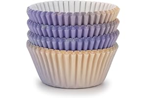 Spesh 100 Pièces Caissettes Cupcake Papier Moule Muffin Papier Taille Standard Moules Cupcakes Jetables pour Baby Shower, Mariage, Noël(Violet + Jaune)