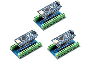 QIQIAZI Modulo Nano-V3 con microchip CH340 + Nano I/O Shield V1.O Semplice scheda di espansione con morsetti a vite compatibile con Arduino Nano (3 pezzi)