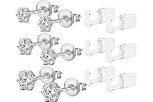 WillTen 6Pcs Ear Piercing Kit Silver Gold, Disposable Ear Piercing Kit Ear Piercing Gun, Ear Piercing Gun Kit with Built-in Studs Piercing Kit Piercing Gun Self Piercing Kit Disposable Piercing Gun