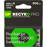 GP Batteries Recyko Pro AAA İnce Ni-Mh Şarjlı Pil, 1.2 Volt, 4'l&uuml; Kart